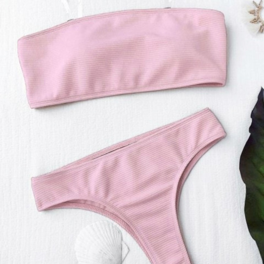 Pink Bandeau Bikini Set